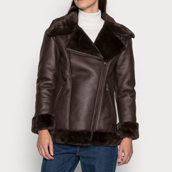 M&S Faux Shearling Aviator Jacket - Picture 1 of 4